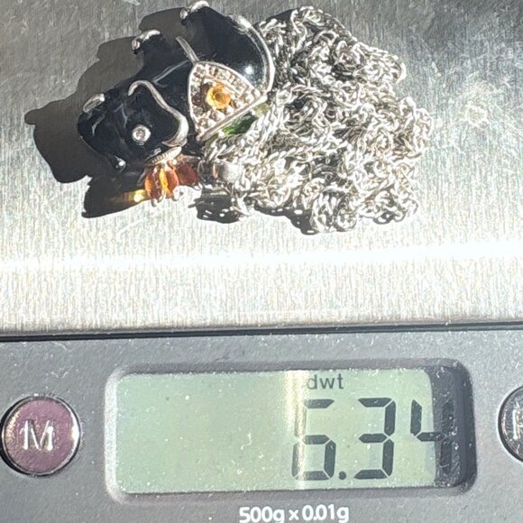 VTG Sterling Silver 925 Multi-Gemstone Elephant Pendant Necklace Size 24" Length - Picture 13 of 13